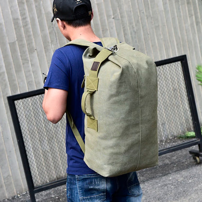 Outdoor gear hiking store camping equipment canvas backpack/duffel bag back side