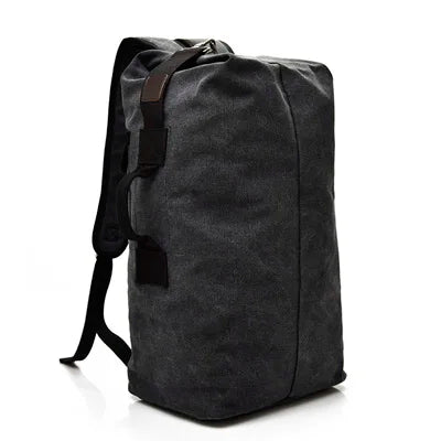 Outdoor gear hiking store camping equipment canvas backpack/duffel bag angle side 2