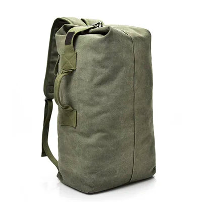 Outdoor gear hiking store camping equipment canvas backpack/duffel bag angle side